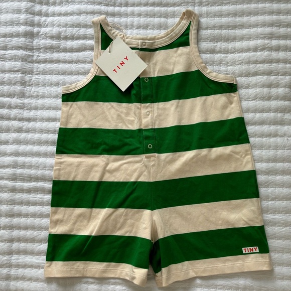 Tinycottons Stripes Jumpsuit Emerald Green - Picture 2 of 6